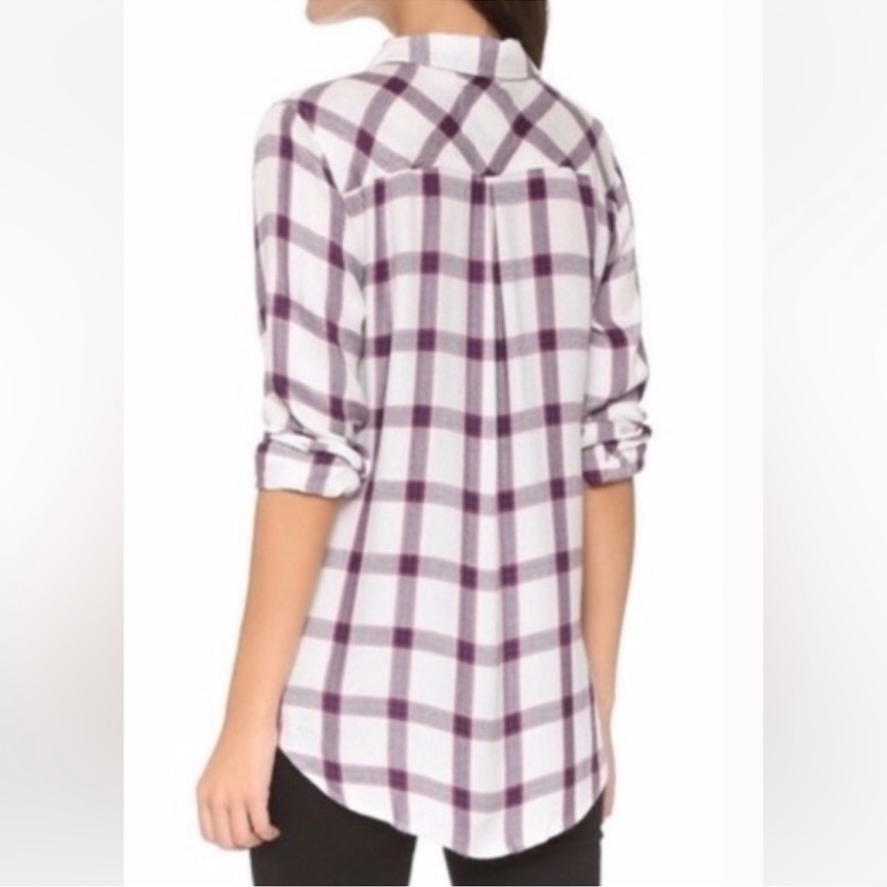 Rails Plaid Flannel Top Long Sleeve Button Down Shirt White Red Navy Blouse XS - Picture 3 of 17